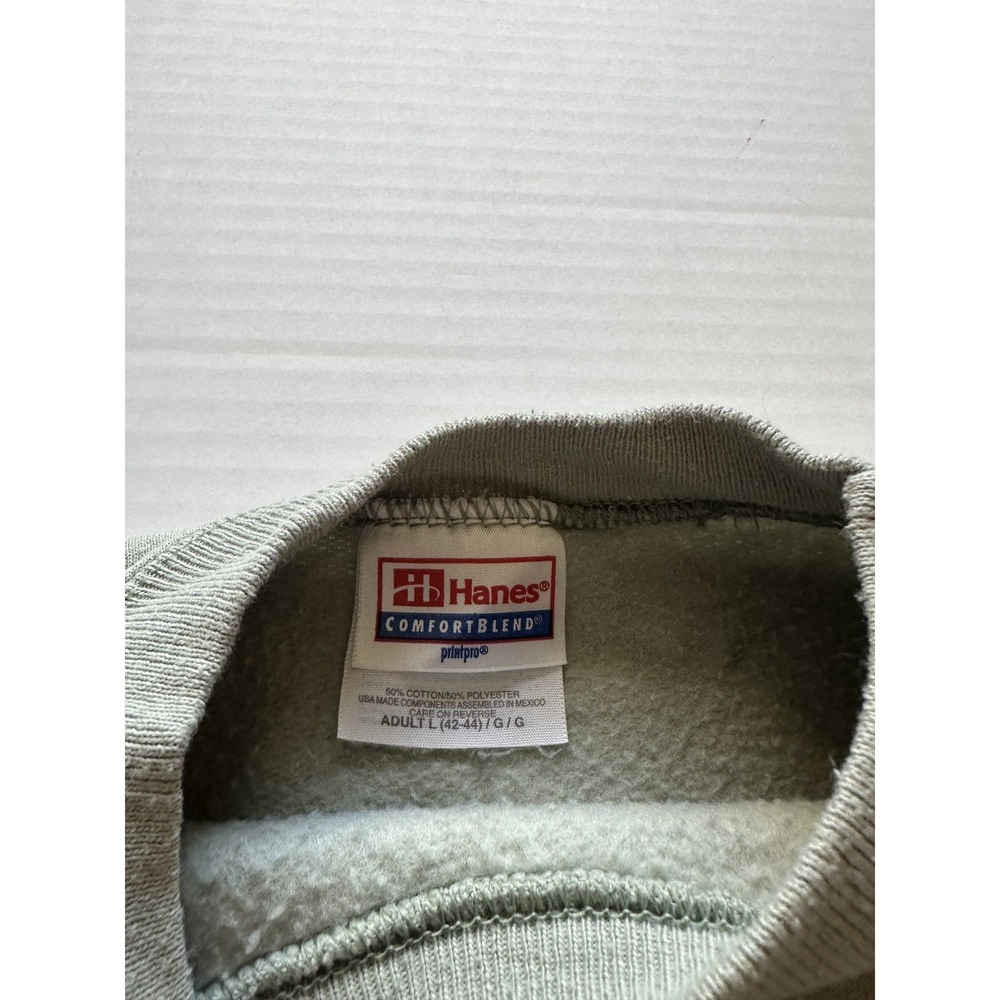 Vintage Hanes Myrtle Beach Embroidered Sweatshirt Sage Green Crewneck Large - Picture 6 of 10